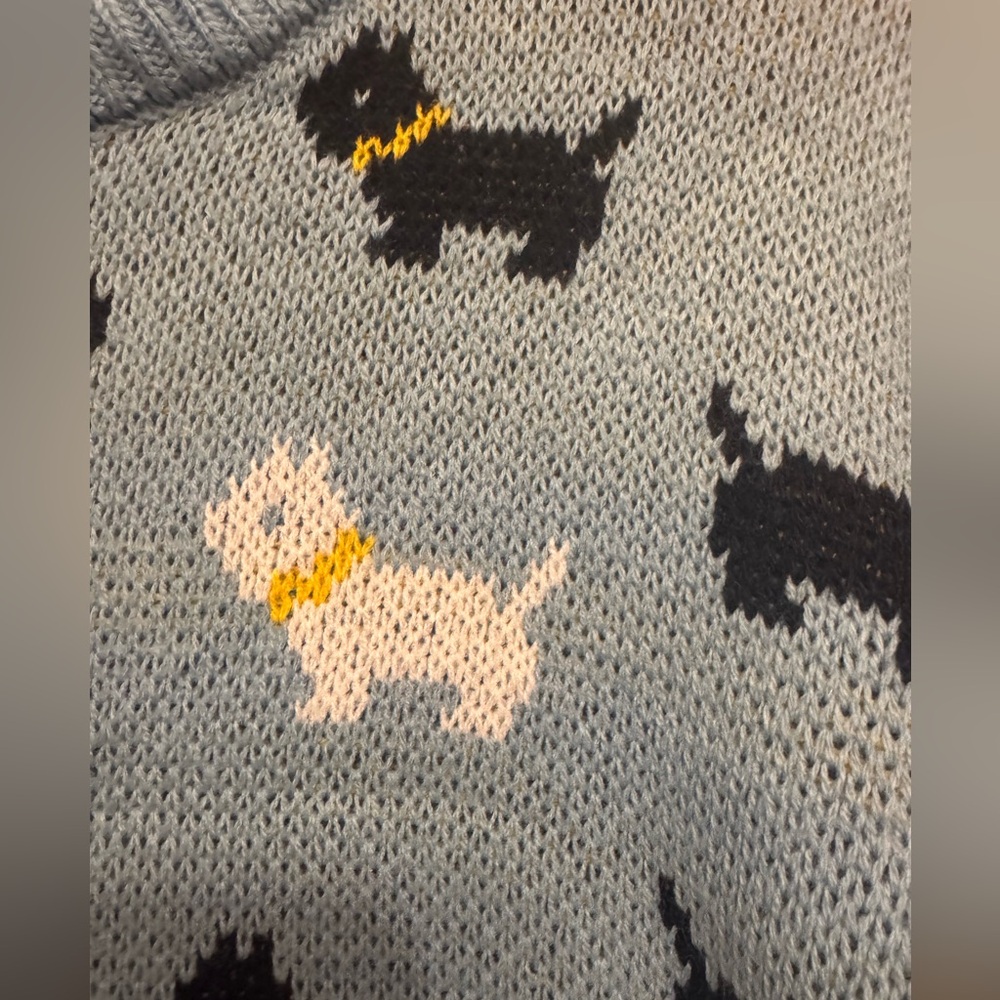 NWT Stranger Things Season 5 Erica Scottie Dog Sweater M Blue No Boundaries - Picture 6 of 10